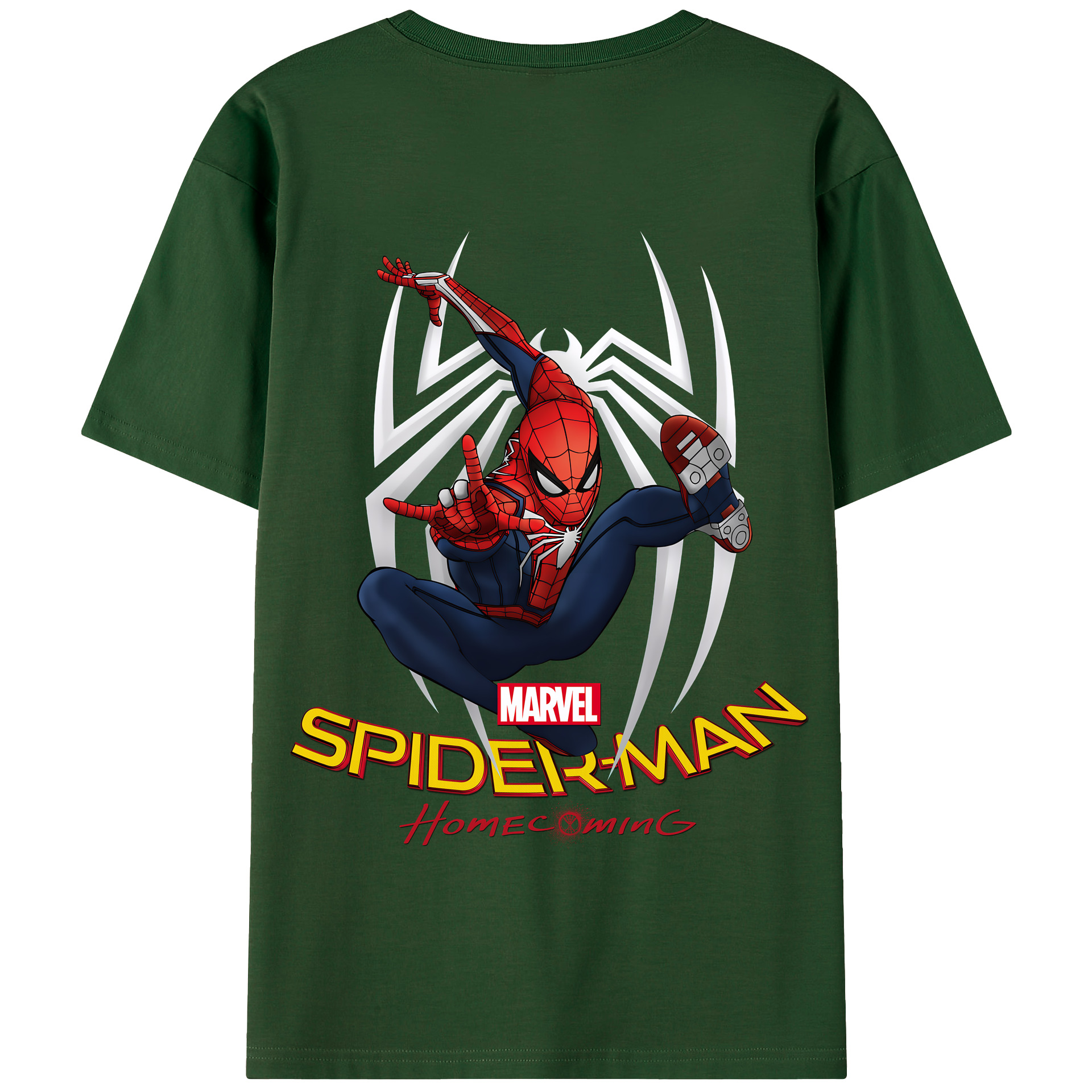 （画像用） Spider Man スパイダーマン 綿100％半袖Tシャツ（背面プリント）